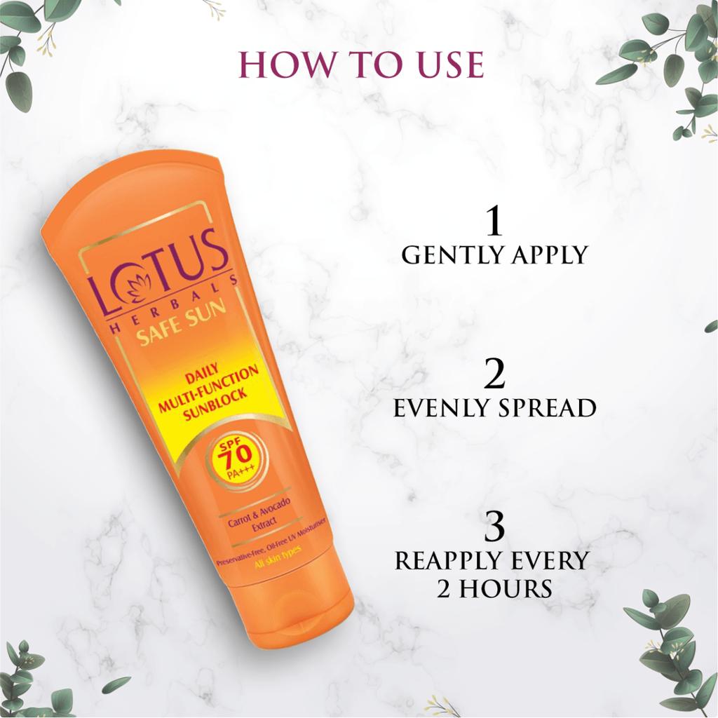 Lotus Herbals Ежедневный многофункциональный солнцезащитный крем - SPF 70 PA+++(60 г)