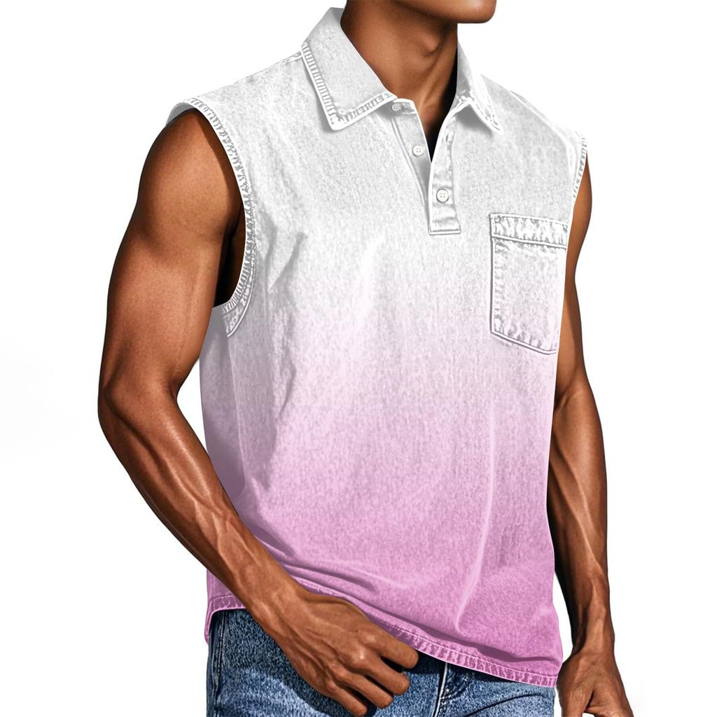 Мужская состаренная рубашка без рукавов с градиентным принтом