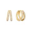 Double Pave 925 Silver Hoop Ring Earrings E059-16G