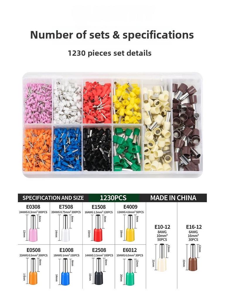 Wire Stripping & Crimping Pliers Set with Cold-Pressed Terminal Tool, Drop-Resistant, Sizes 6-4/6-6/10-6.