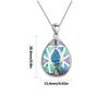 Aobao Christian Copper Link Chain Necklace with Silver Plated Water Drop Pendant Inlaid Opal