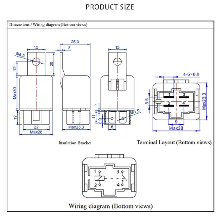 Sturdy Plastic Automotive Electrical Relays Set 12V 40.0A 4 Pin SPST Set of 2 Including Pre Wire Pigtail Connectors