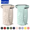 Apple Watch uchun oʻyib ishlangan gulli tasma 44mm 40mm 45mm 41mm 42mm 38mm Silikon Yakkalik Halqali Bilaguzuk iWatch 9 8 Ultra 2 SE 3 7 6 5