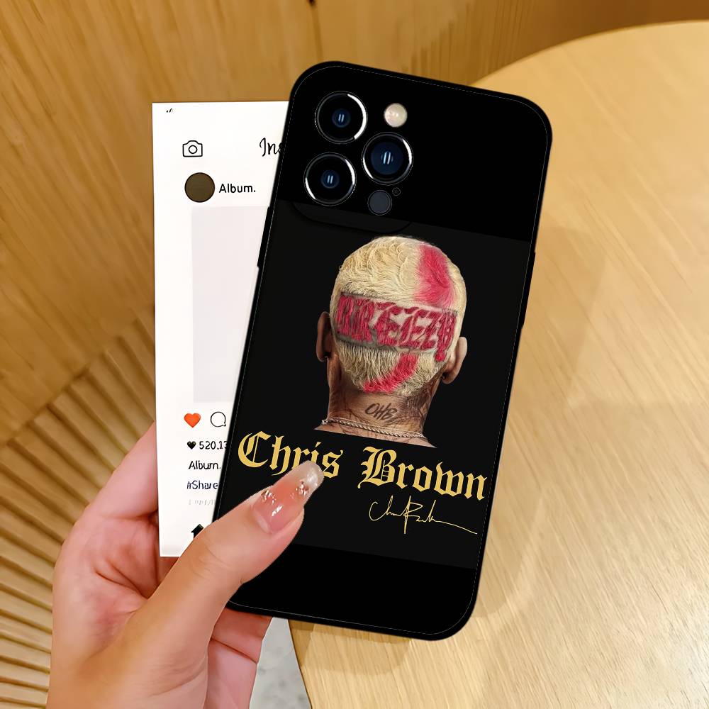 CB-Крис Браун-Черный чехол для телефона, подходящий для IPhone 17,16,15,11,13,14 Pro Max,Plus,X,Xr,Xs Max,13Mini