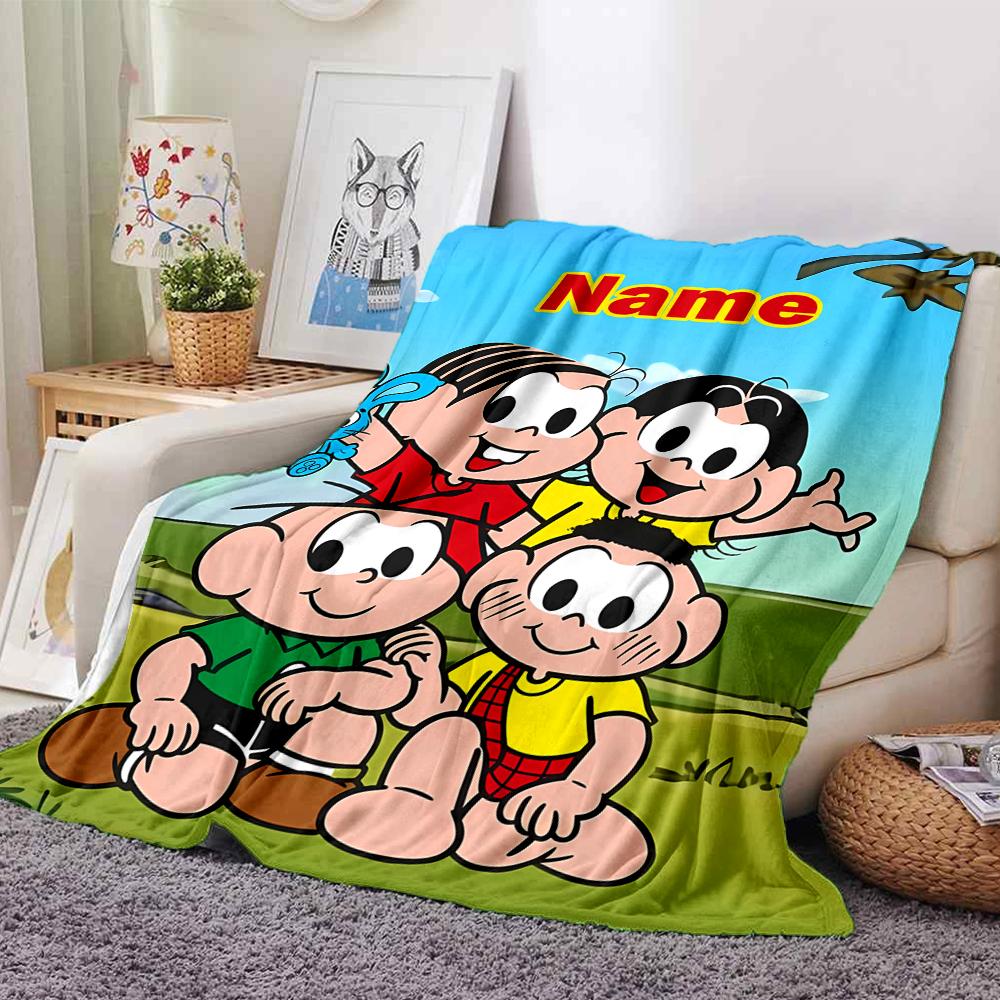 Custom Name Turma da Mônica Theme Printed Blanket - Perfect for Couch, Bed, Travel & Outdoor Use | Machine Washable, Cozy & Durable.