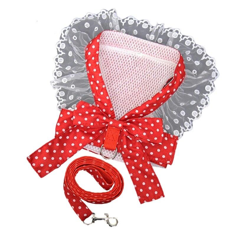 Новый стильный жилет для собак с бантом для маленьких собак, мягкий дышащий нагрудный ремень с поводком, плюшевые юбки для щенков, кошек, чихуахуа, мопса