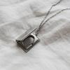 Surgical Steel Photo-included Open Book Square Locket Necklace