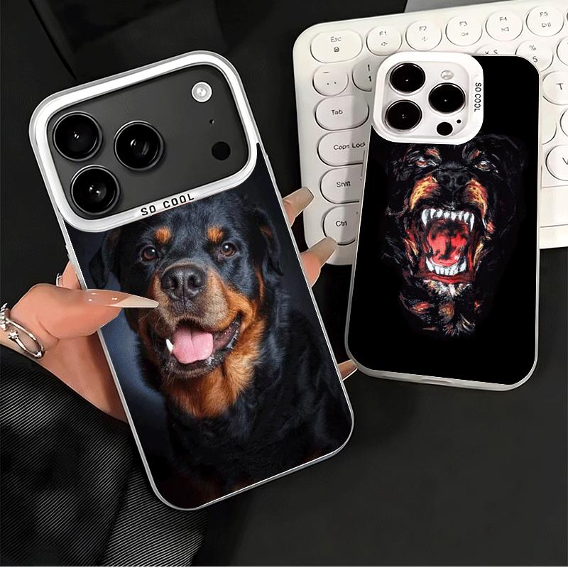 Ударопрочный чехол для телефона с изображением ротвейлера для iPhone 17 Air 16 16E 15 Pro Max 14 Plus 13 Mini 12 Задняя крышка Противоударный Fundas