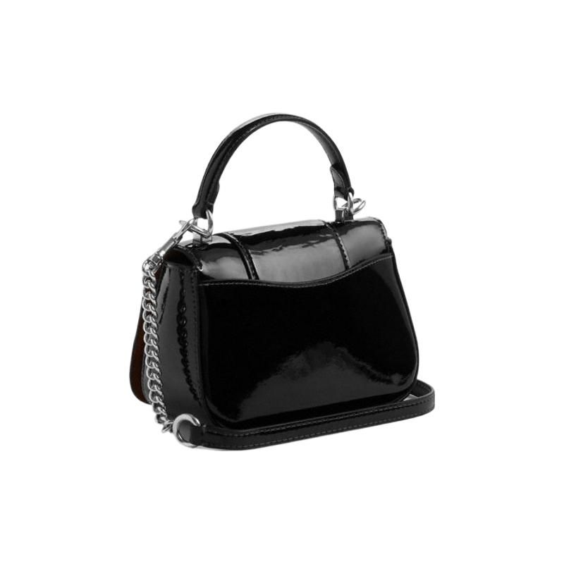Coach Lysa 22 Classic Color Block Detachable Shoulder Strap Leather Saddle Bag Women Shoulder Bag Black CN579-SVDTV