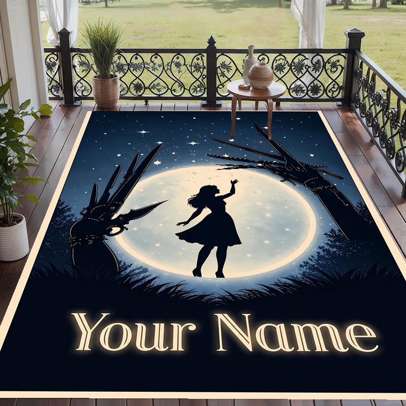 Custom Text Edward Scissorhands Pattern Floor Rug Soft Indoor Carpet Mat Living Room Bedroom