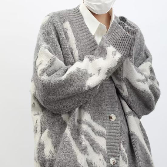 Мужской кардиган, свитер в стиле ретро, американский стиль, V-образный вырез, свободный однобортный, контрастного цвета, вязаный свитер, пальто, уличная куртка в стиле хип-хоп