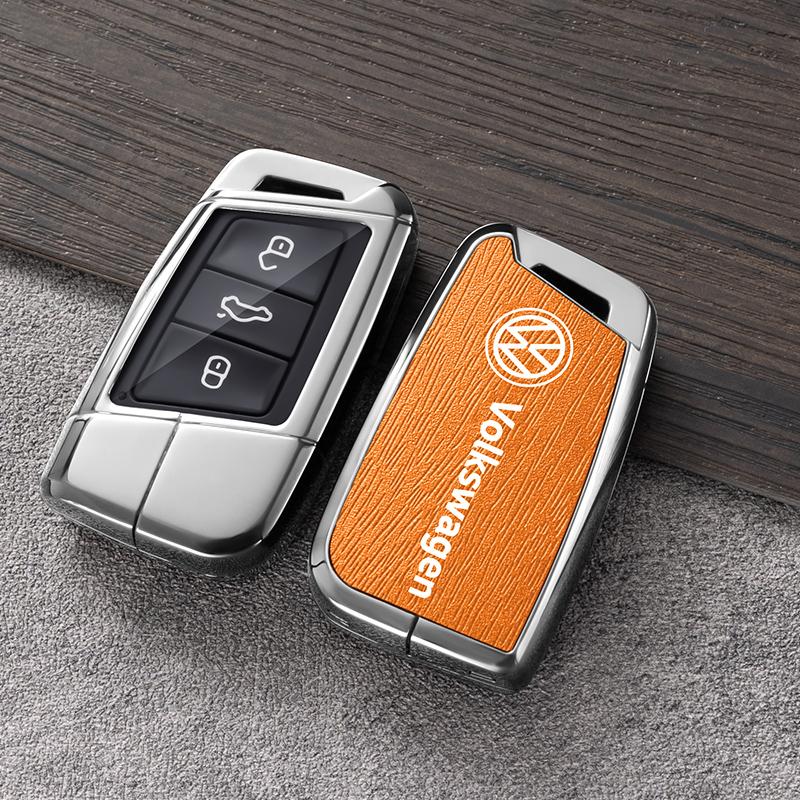 For VW Volkswagen Jetta MK5 Golf Alloy Leather Car Smart Remote Key Case Fob Cover Protector Shell For Volkswagen VW Magotan Pas