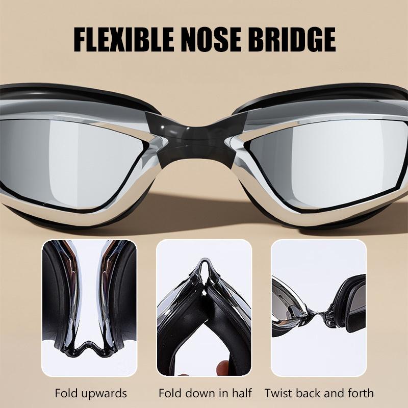 Swimming Goggles Swimming Ear Plugs Professional Waterproof Glasses HD Anti-Fog UV Silicone Adjustable Glasses Men Clear Goggles