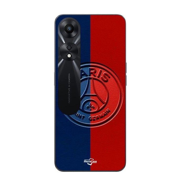 Coque de téléphone - MANIACASE - Oppo A78 5G - Silicone TPU - Noir - PSG logo