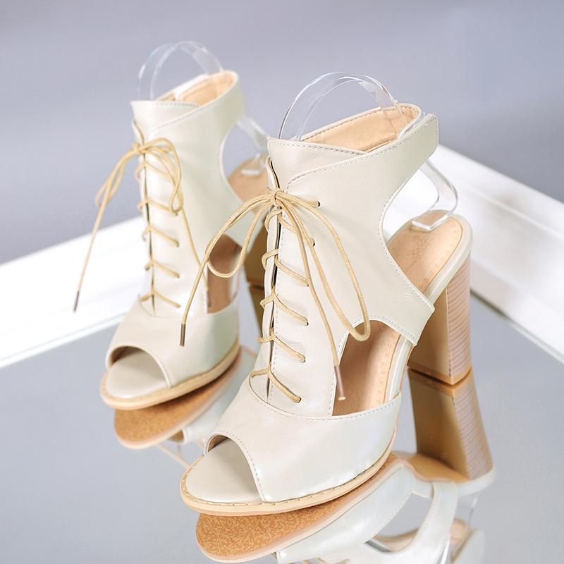 Женские босоножки на высоком каблуке, летние новые туфли с толстым каблуком и закругленными углами, римские сандалии большого размера