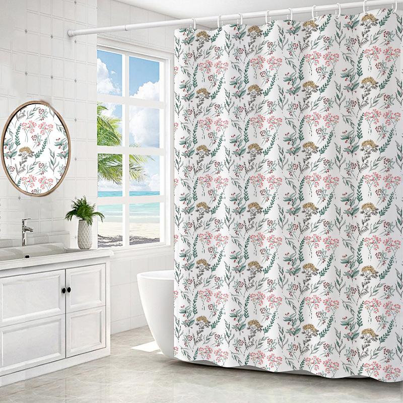 Узорчатая напечатанная водонепроницаемая противоплесневая занавеска для душа телескопическая штанга комплект занавеска для ванной комнаты занавеска для ванной комнаты