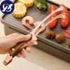 Ручка из цельного дерева из нержавеющей стали, щипцы для стейка, многофункциональная удлиненная ручка, зажим для барбекю, зажим для общественного питания, кухонная утварь