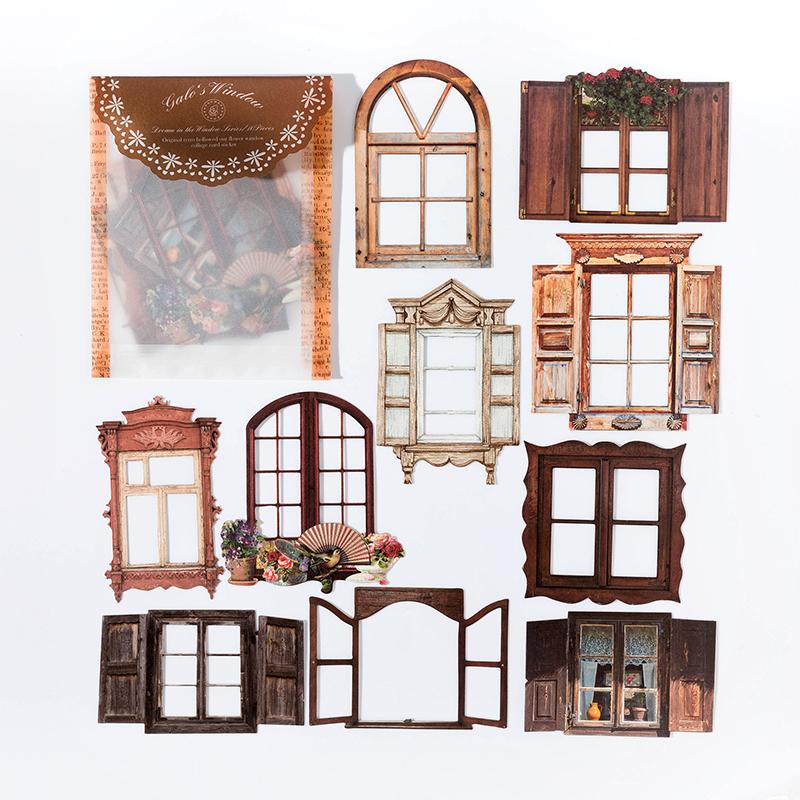 10 листов, винтажная наклейка на полую дверь, окно, украшение для дневника, растение, цветок, наклейка INS, альбом, скрапбукинг, каваи, канцелярские принадлежности