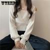 Пуловеры женские, вязаные, элегантные, однотонные, универсальные, женские, повседневные, в корейском стиле, повседневные, свободные, весенние, популярные, свитера для колледжа, топы