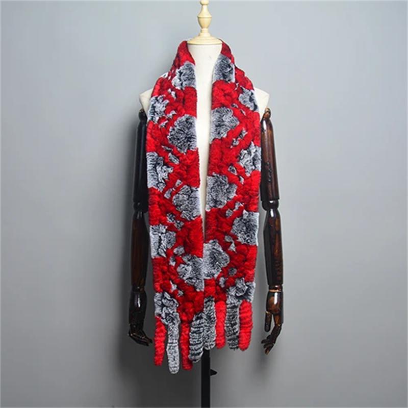 Новый женский шарф из шерсти кролика рекс, длинный шарф из натурального меха, зимний теплый уличный модный шарф из натурального меха