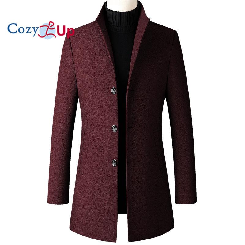 Cozy Up Мужское классическое однобортное пальто из смеси кашемира с воротником-стойкой