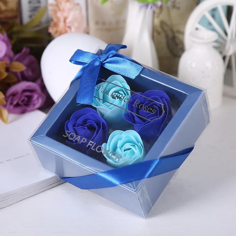 4Pcs/Box Heart-Shaped Rose Soap Flowers Romantic Wedding Party Gift Artificial Flower Decor Health Care Tool Personalized Gift