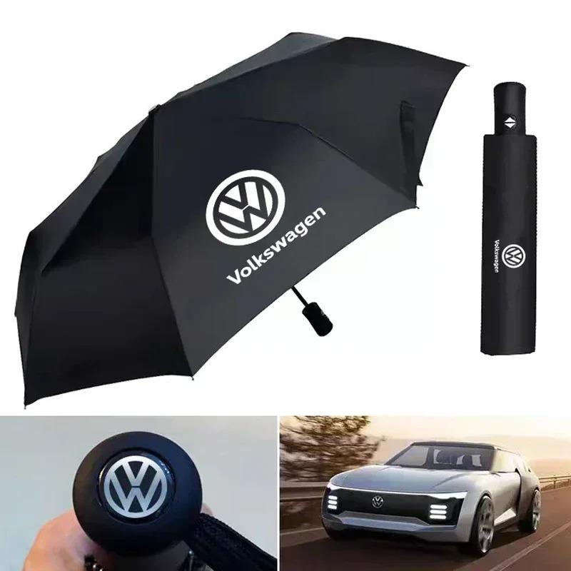 Car Logo 12 Bone Automatic Umbrella UV Resistant Sunshade For VW GTI Polo Golf Passat Scirocco Jetta Beetle T-ROC Touareg CCBD7