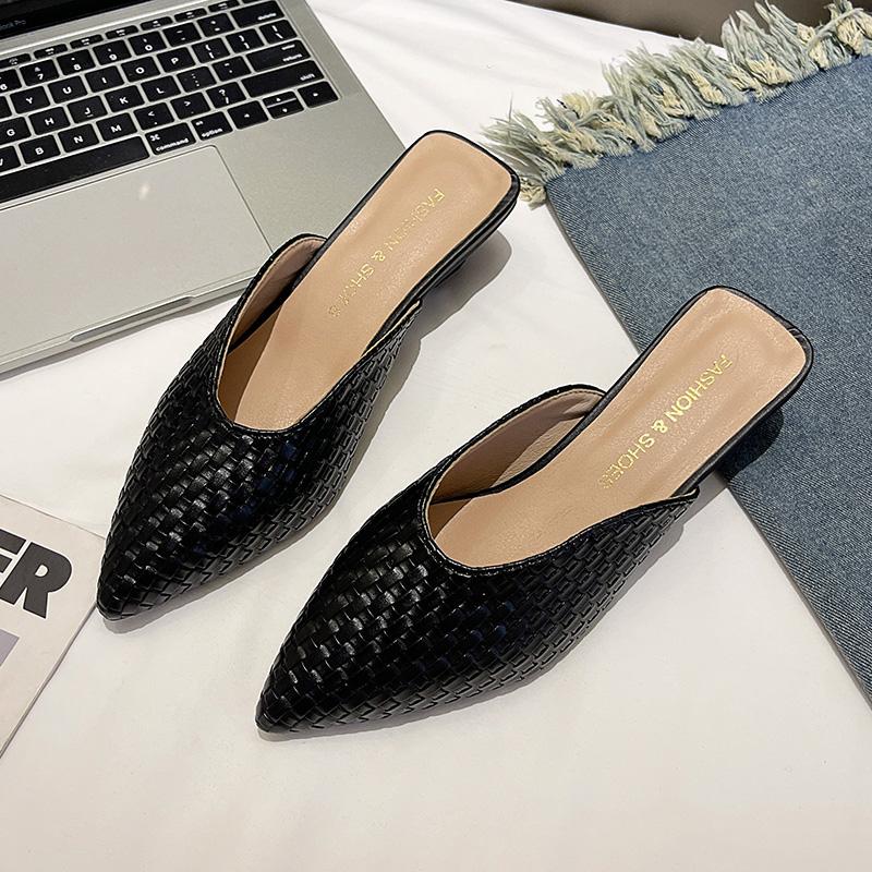 Модные женские туфли-шлепанцы баотоу, летняя пляжная обувь для женщин, с острым носком, на плоской подошве, женские сандалии, модные шлепанцы баотоу