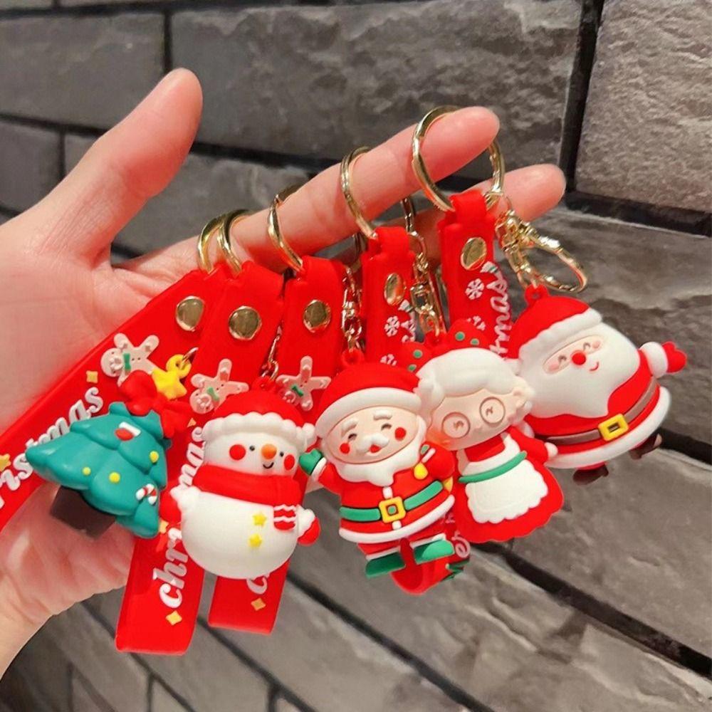 Ornaments Santa Claus Christmas Series Keychain 3D Doll Keychain Car Keys Ring New Year Keychain