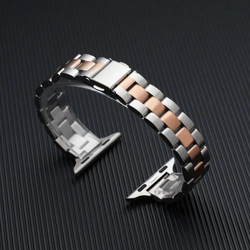 Ремешок для Apple Watch Band 46мм 45мм 44мм 49мм 40мм 41мм Металлический Браслет из Нержавеющей Стали iWatch Series 10 8 9 7 5 Se 6 4 Ultra 2