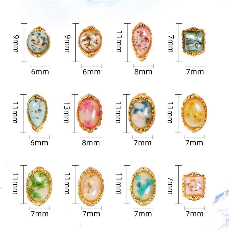 12 шт./колесный сплав, украшения для ногтей, сушеный цветок, ракушка, украшение для ногтей, украшение для дизайна ногтей