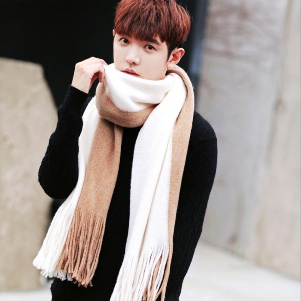 Korean Style Long Wool Tassel Scarf Thickened Winter Neckerchief Women Cashmere Scarf Autumn