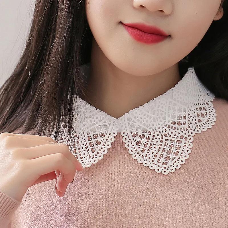 Shirt Fake Collars for Womens White Black Vintage Detachable Collar False Collar Lapel Turn Down Blouse Top Tie Decor