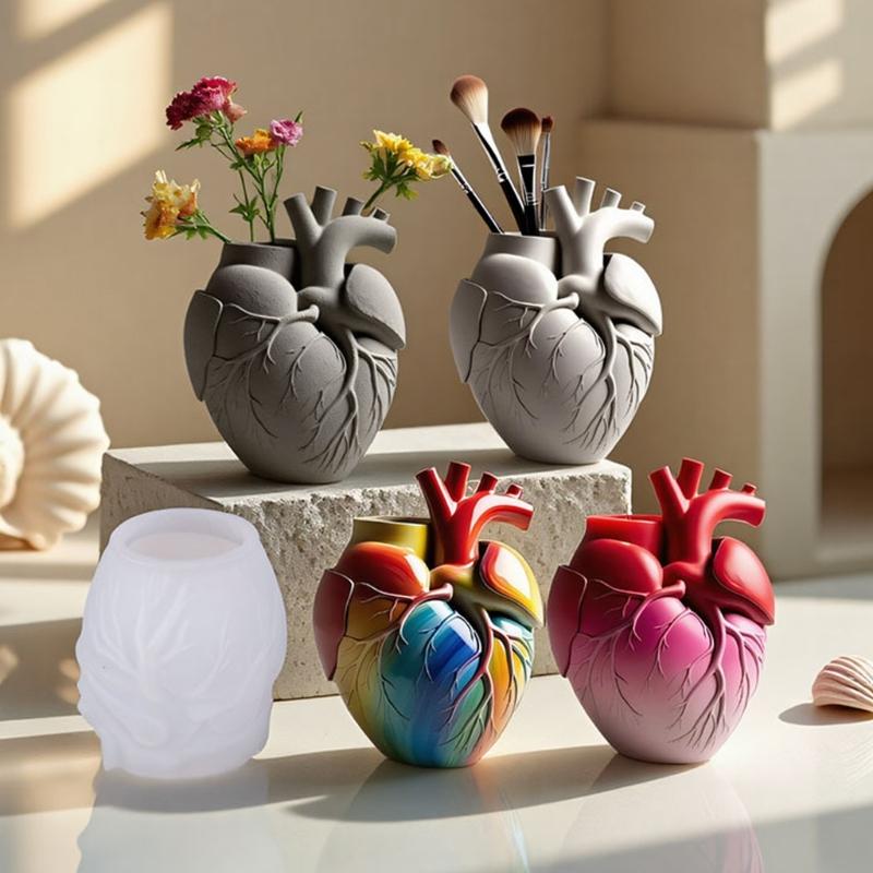 Силиконовые формы в форме сердца, подходящие для изделий из смолы, рельефный кашпо, изготовление ювелирных изделий, многоцелевое праздничное украшение