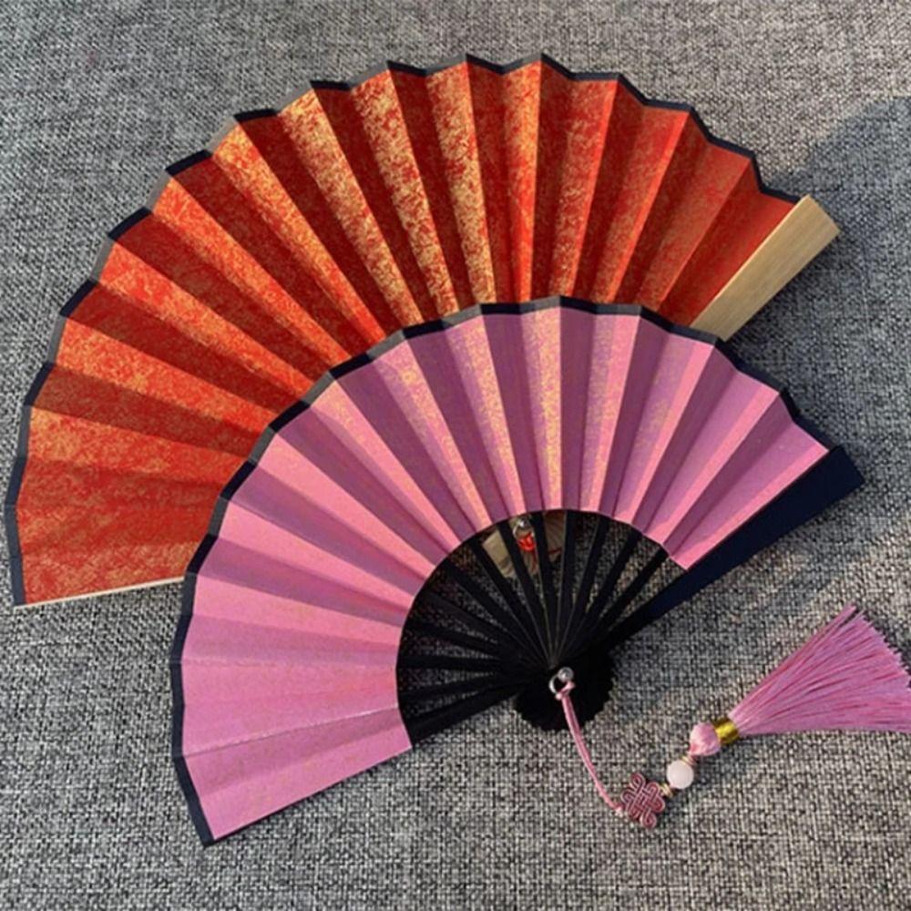 Mini Hanfu Fan Gilded Rice Paper Paper Fans Party Decor Ornaments Folding Fan Children