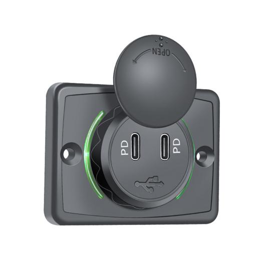 Автомобильное зарядное устройство с двумя портами PD, 30 Вт, USB-зарядное устройство для телефонов, планшетов, 12 В-24 В, настенная USB-зарядная станция для автофургона, лодки, внедорожника, квадроцикла