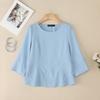 ZANZEA Women Casual Round Neck 3/4 Sleeve Loose Lace Splice Blouse