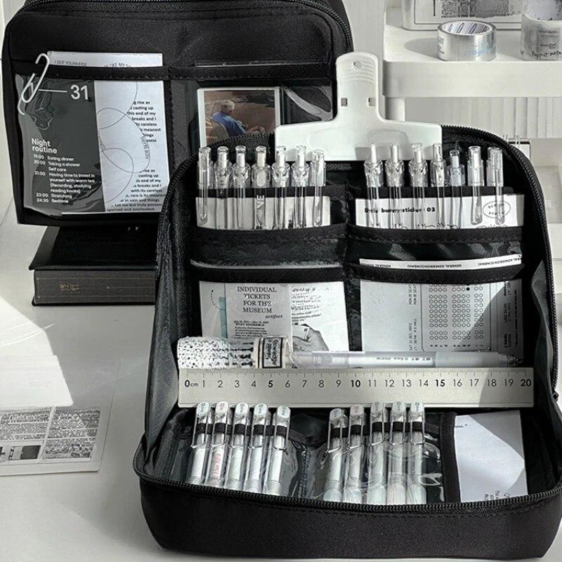 12-слойная грязеотталкивающая сумка-карандаш большой емкости с пандой, эстетическая школьная коробка, чехол для канцелярских принадлежностей, пенал на молнии, школьные принадлежности