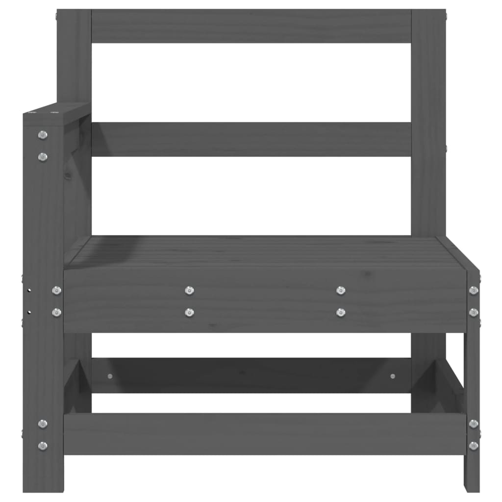 Garden Corner Sofa Gray Solid Pine Wood