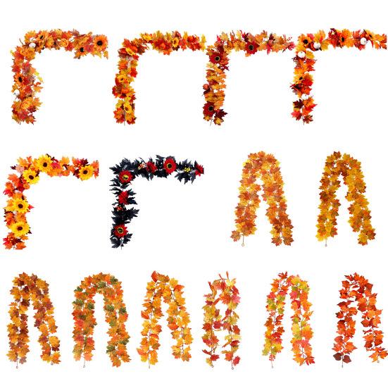 5.7Ft Fall Maple Leaf Garland Artificial Autumn Foliage Garland Harvest Hanging Vine