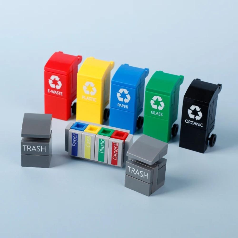 City Food Street View Vendor Hot Dog Roadside Stand Building Blocks Ice Cream Newsstand Flower Shop Trash Can Toilet Bricks Toys