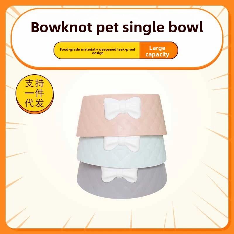 Cuenco para mascotas con lazo diseño elegante antideslizante para perros y gatos de colores pastel