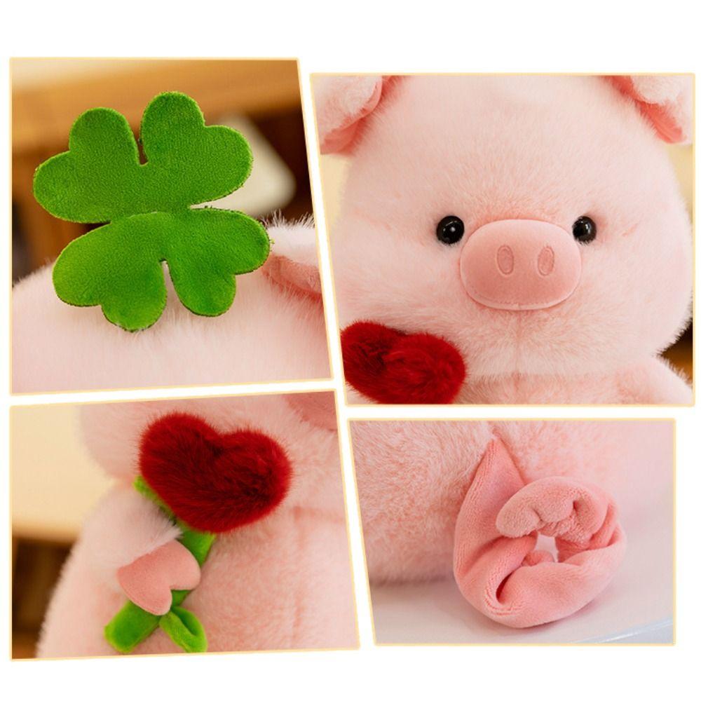 Пушистая мягкая игрушка-плюшевая свинка, набитая ПП-хлопком, плюшевые куклы-свинки, свинка с цветком, плюшевая кукла, домашний декор