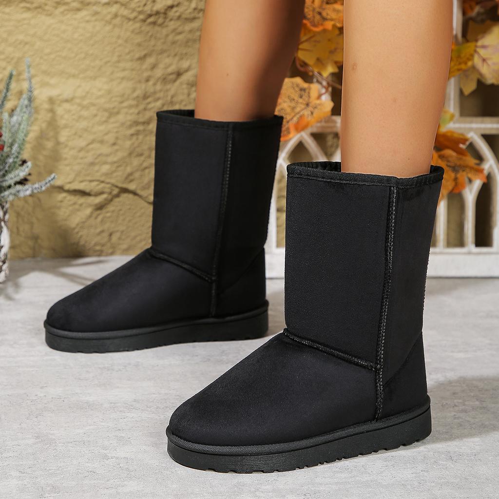 Зимние женские сапоги на плоской подошве до середины голени, новые фланелевые туфли на платформе для женщин, зимние сапоги на плоской подошве, повседневная женская обувь из хлопка для активного отдыха
