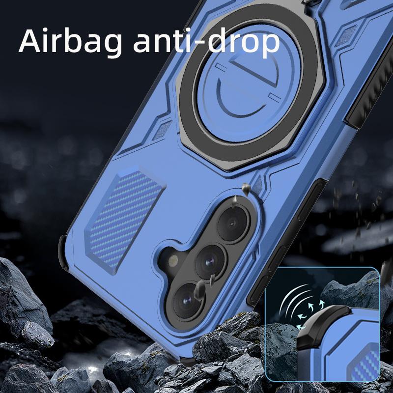 KEYSION Ударопрочный Магнитный Чехол для Samsung A57 5G A37 Силикон+ПК Вертикальная Живая Металлическая Кольцевая Подставка Задняя Крышка Телефона для Galaxy A17 4G 5G