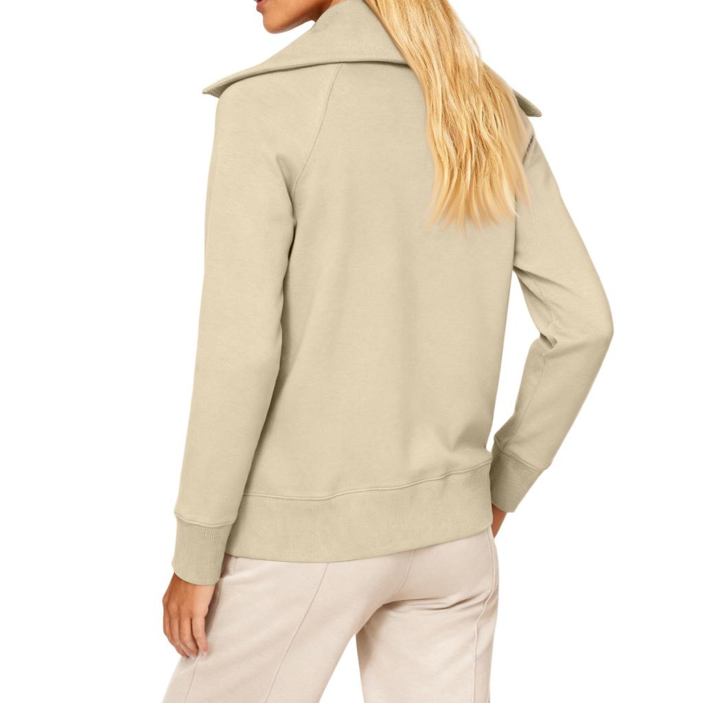 Women's Comfortable Casual And Fashionable V-neck Long Sleeved Solid Color Double Zipper Sports Shirt Jacket