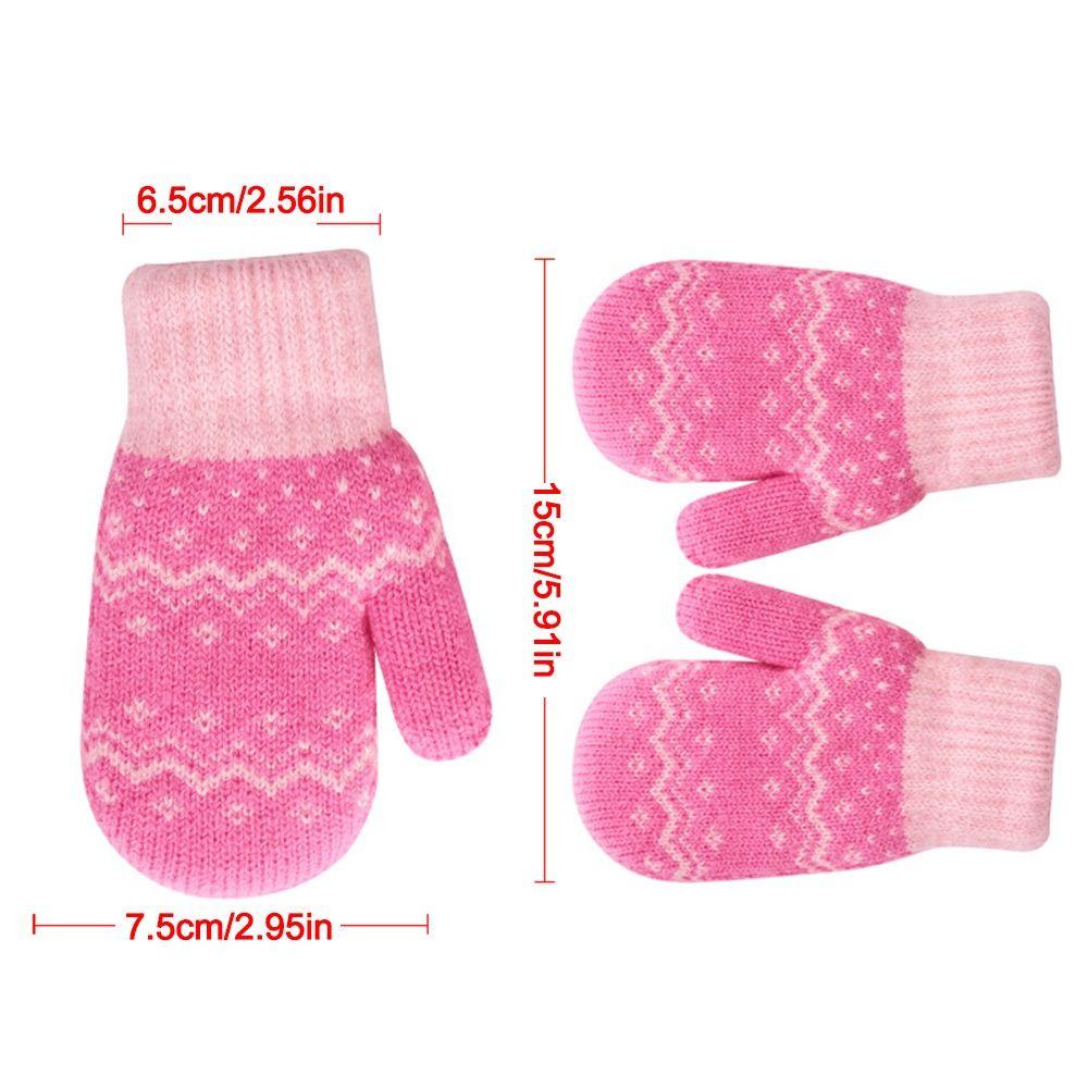 Утепленные детские вязаные перчатки с веревочкой для шеи Теплые варежки Осенне-зимние перчатки Мальчики Девочки