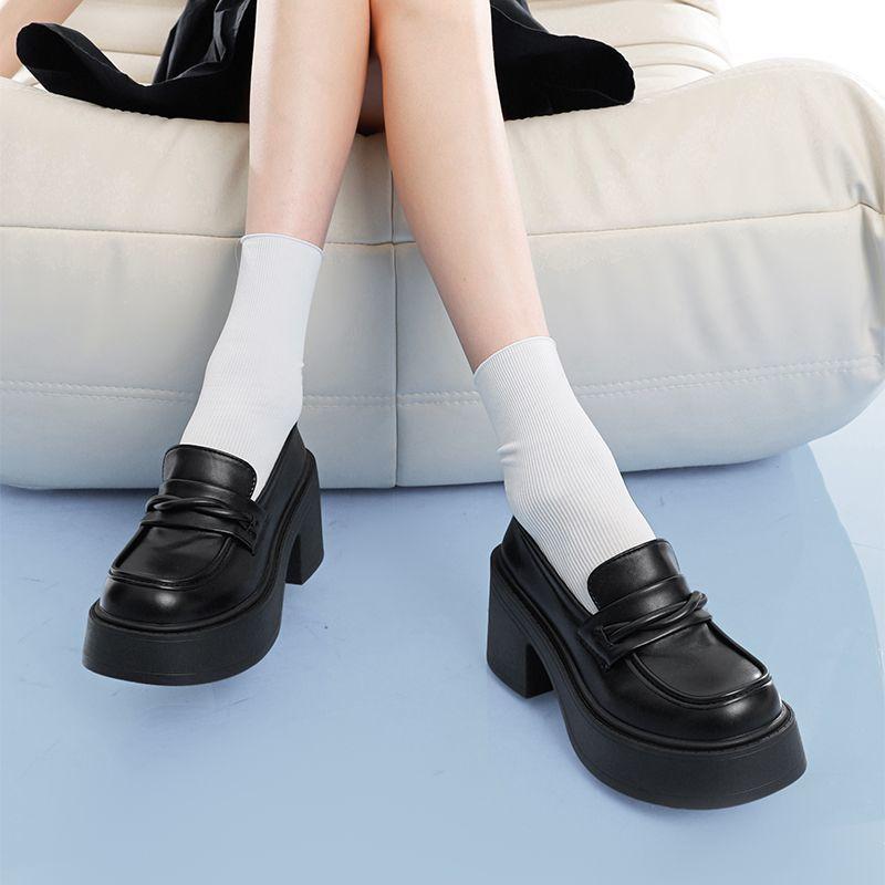 Japanese Jk Platform Thick Heel Black One-pedal Loafers French Retro High Heels Women's 2025 Autumn New Models