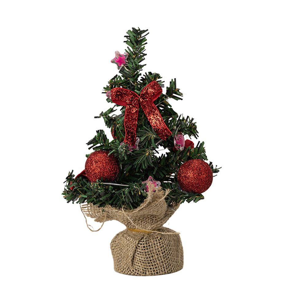 With LED Light Desktop Tree Ornaments 20cm Artificial Christmas Pine Tree Children Gifts