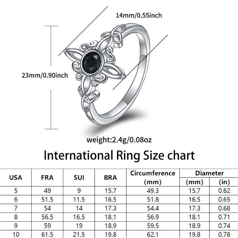 Witchy Celtic Knot Wave Ring Black Diamond Minimalist Cute Jewelry for Women